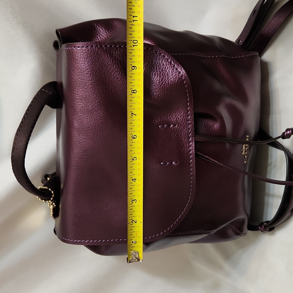 Coach Derby Purple Metallic Leather Backpack - Picture 8 of 16